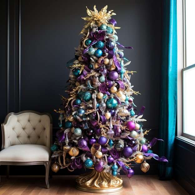 Sparkly Jewel Tone Christmas Tree Decorating Ideas