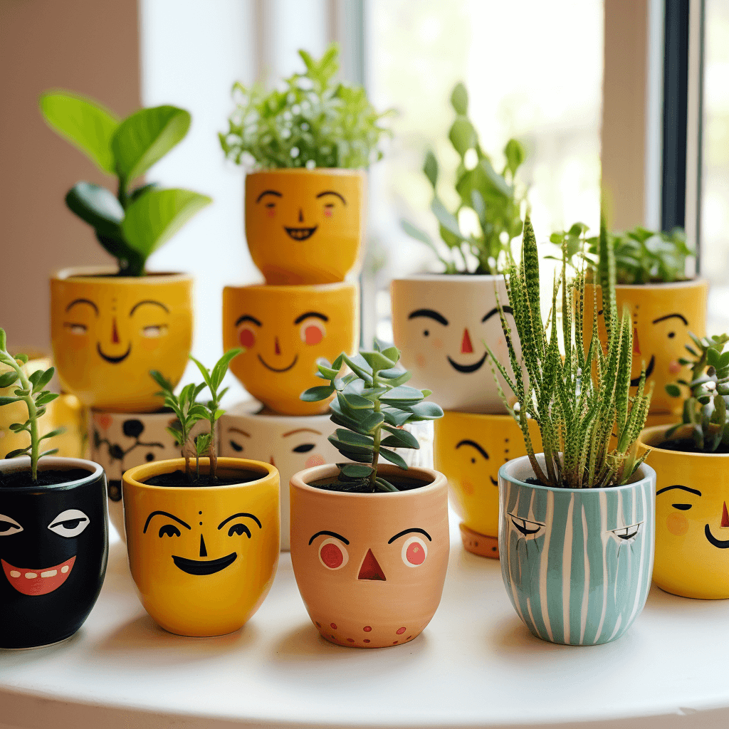 Succulent Face Planters Pot Painting Ideas