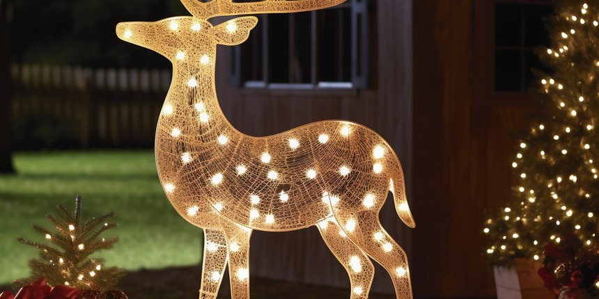 Take a Ride on Lighted Reindeer Sledge christmas light design ideas