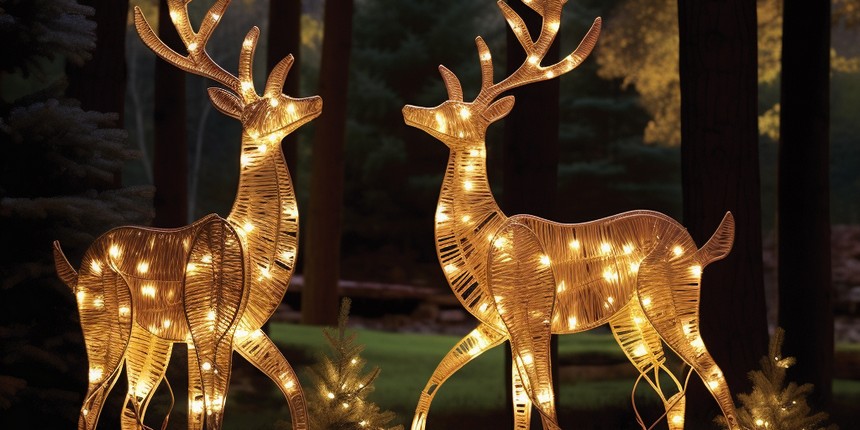 Take a Ride on Lighted Reindeer Sledge ideas christmas light outdoor