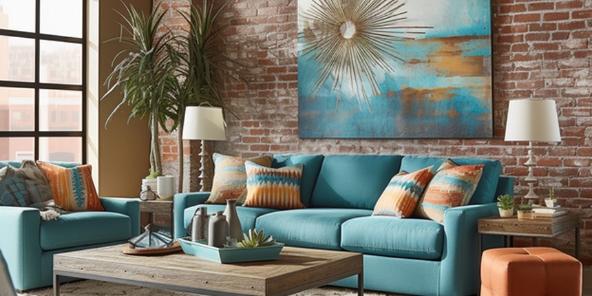 Teal And Brick Shade Loft Like Interiors shades of teal