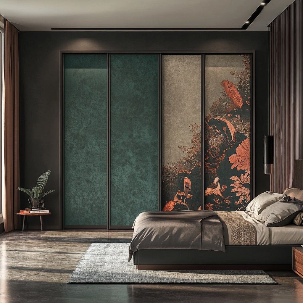 Textured Fabric-Coloured Door Design for Bedroom