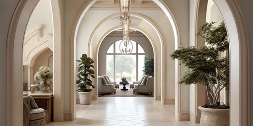 Transitional Arched Hallway Divider modern arch design