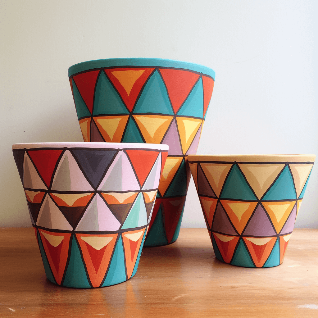 Triangles Modern Pot Painting Ideas