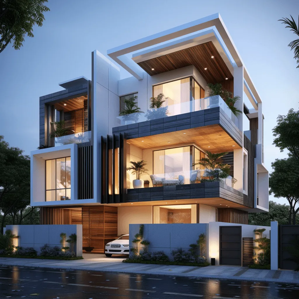Ultra-modern Simple Glass Double Floor House Front Elevation Design