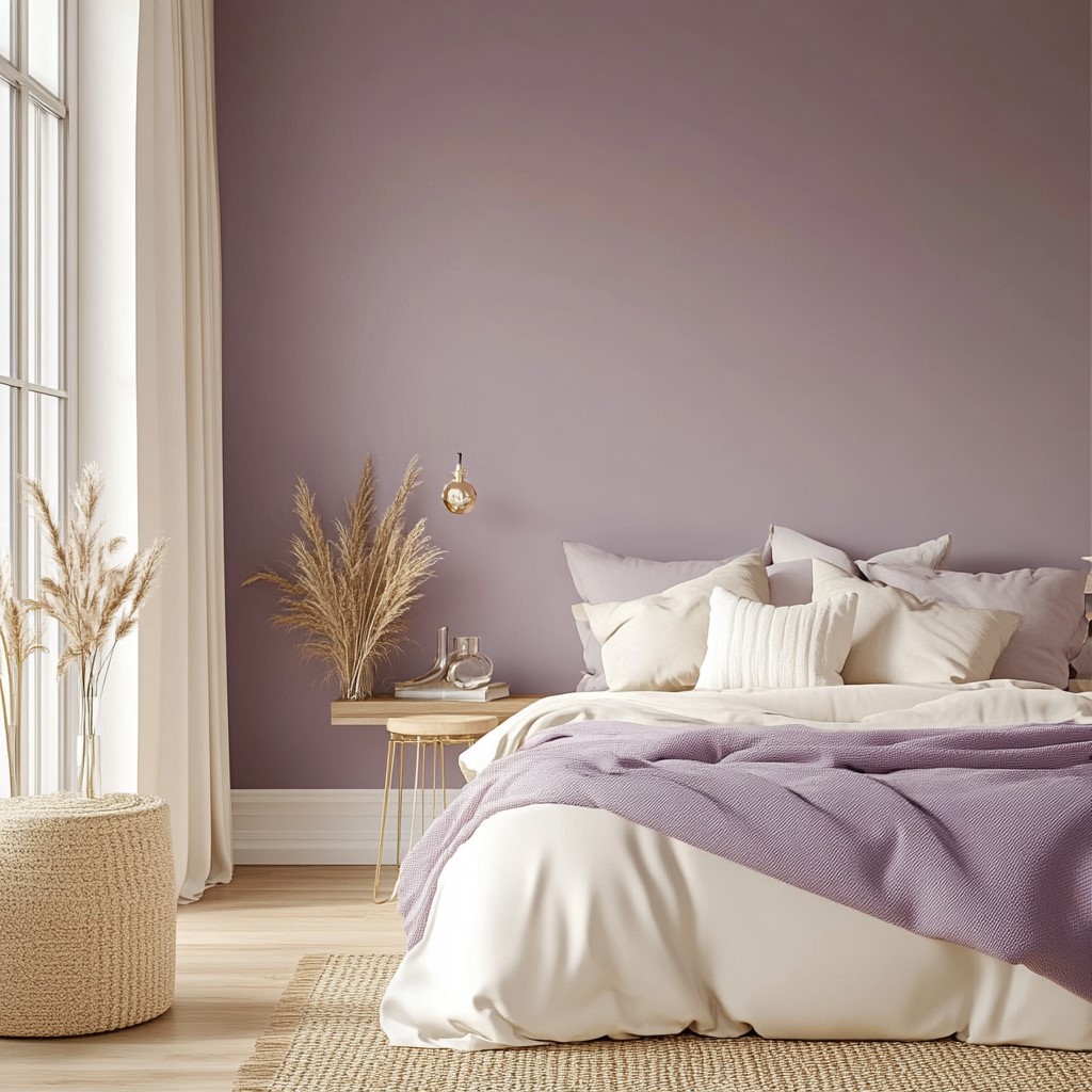 Room Paint Colours: Warm Mauve with Silky Cream