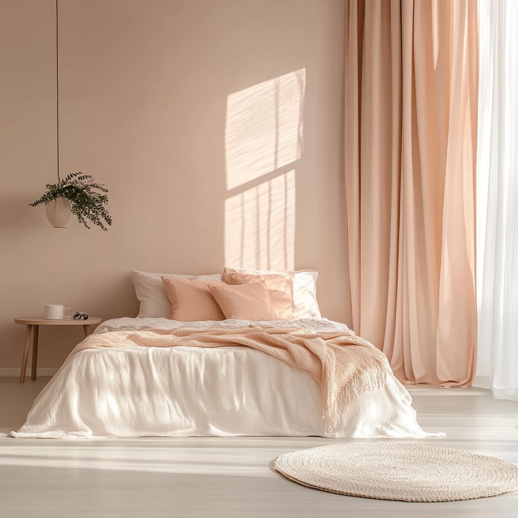 Bedroom Paint Colour Ideas: Warm Peach with Vibrant Highlights