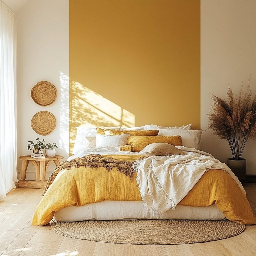 Bedroom Colour Scheme Ideas: Warm Tan and Bright Yellow