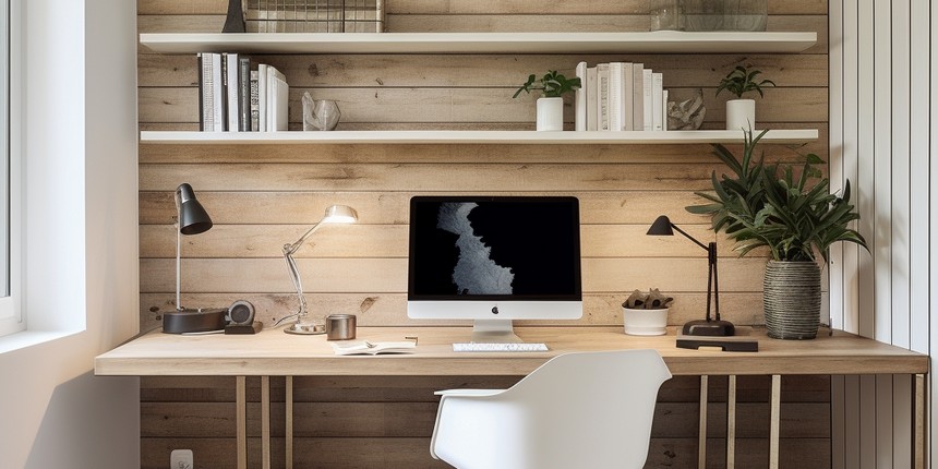 Wood and White Accent Office Wall Décor Ideas Wall