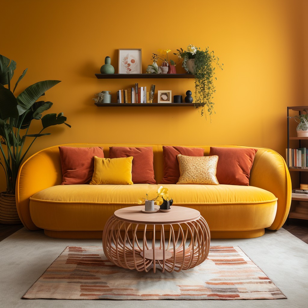 Bohemian Vibes: Terracotta and Mustard Yellow - Sofa Colour Combination