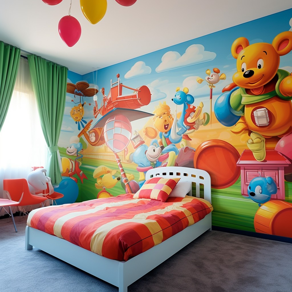 Cartoon Painting for Kids Bedroom- Room Wall Painting
