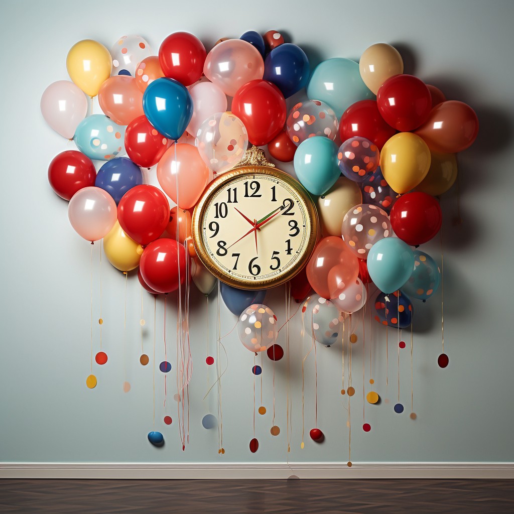 Clock Balloons Theme- New Year Wall Decoration Ideas