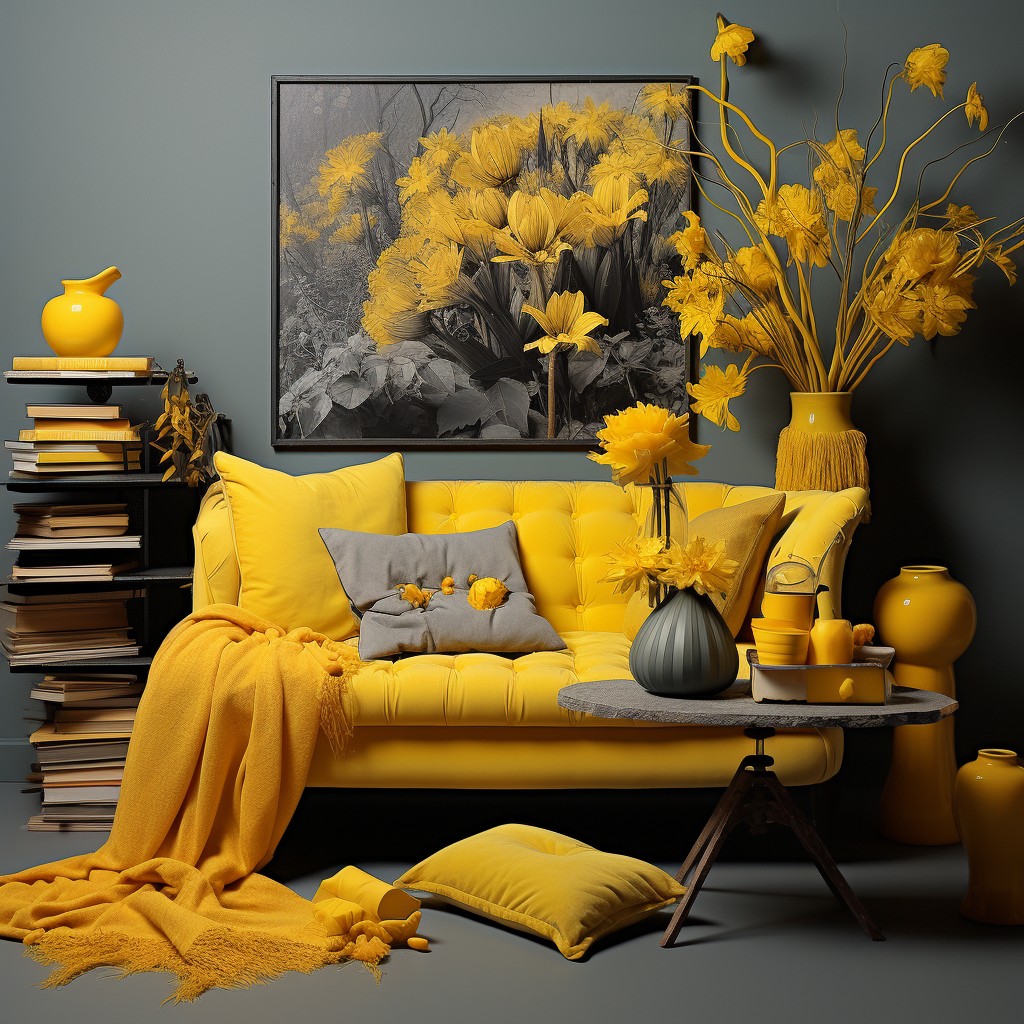 Create a Vibrant Combination of Grey and Yellow for Home Interiors - Grey Colour Paint Combination