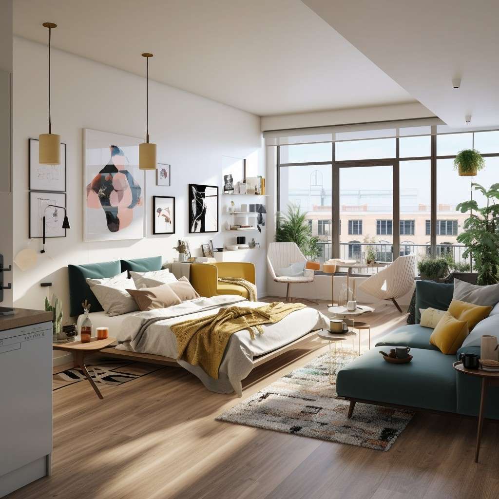 Creating Distinct Zones with Flooring - Studio Apartment Design