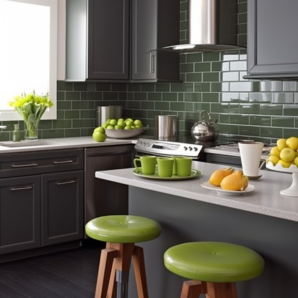 Dark Grey and Green Kitchen Wall Painting Design - Blending Urban Chic With Serenity