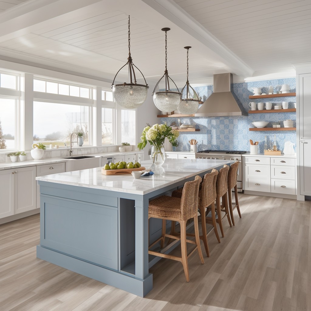 Dove Grey, White and Icy Blue Kitchen Paint Color Ideas - Tranquility Infused With Elegance