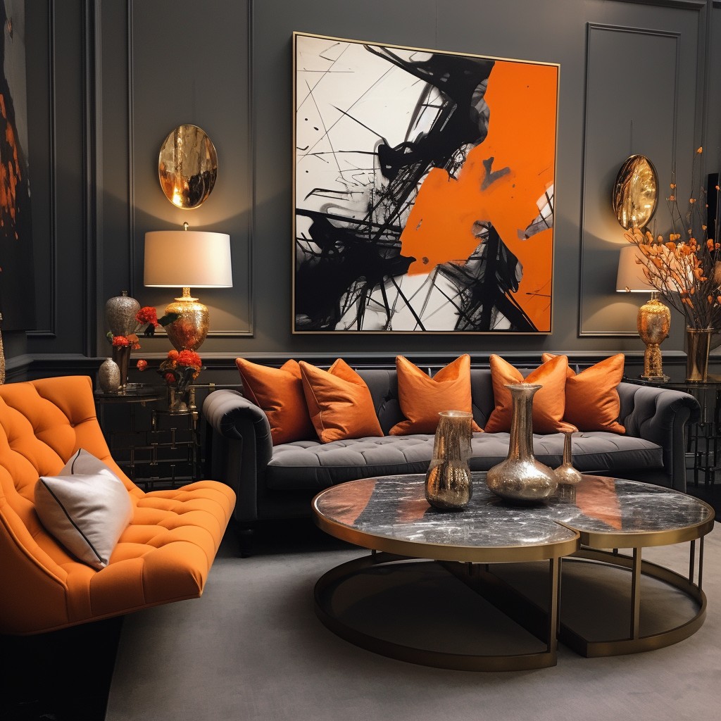 Dynamic and Energetic Grey and Orange - Colors That Go with Grey Walls