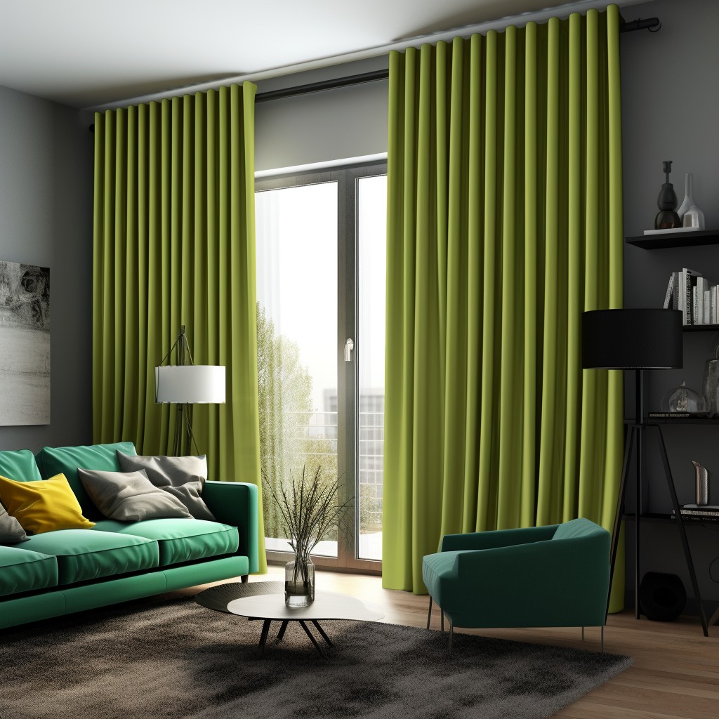 Green Accents - Curtain Design for Drawing Room