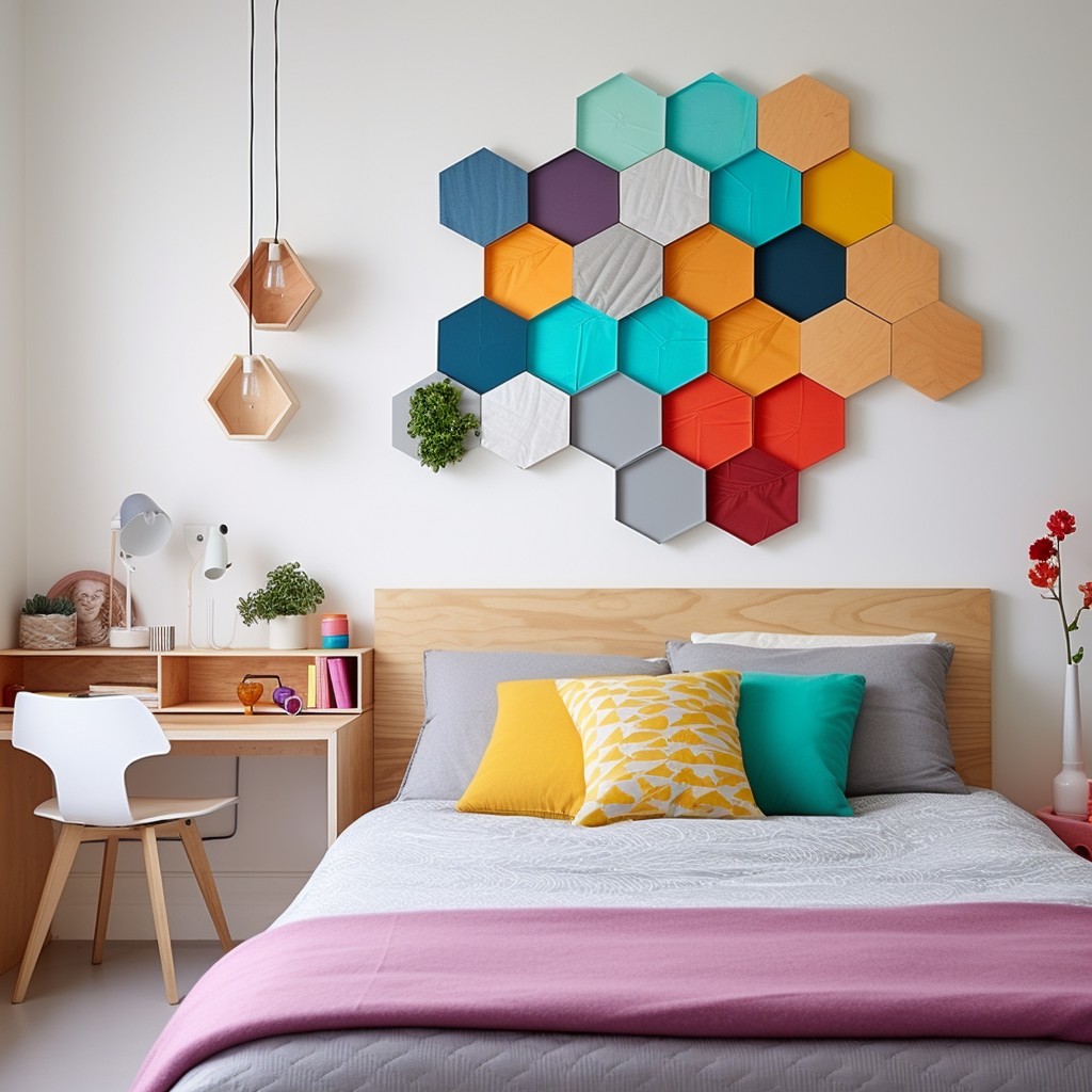Honeycomb Design- Wall Paint Design Ideas for Bedroom