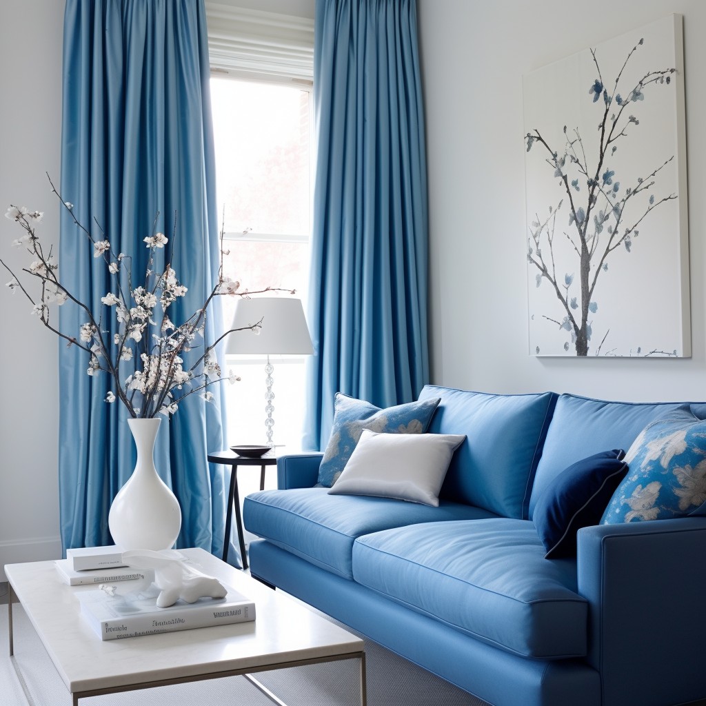 Hues of Blue Drapes - Window Curtain Ideas for Living Room