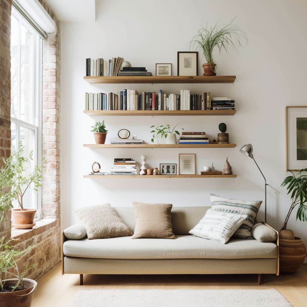 Install Floating Shelves - Studio Apartment Design