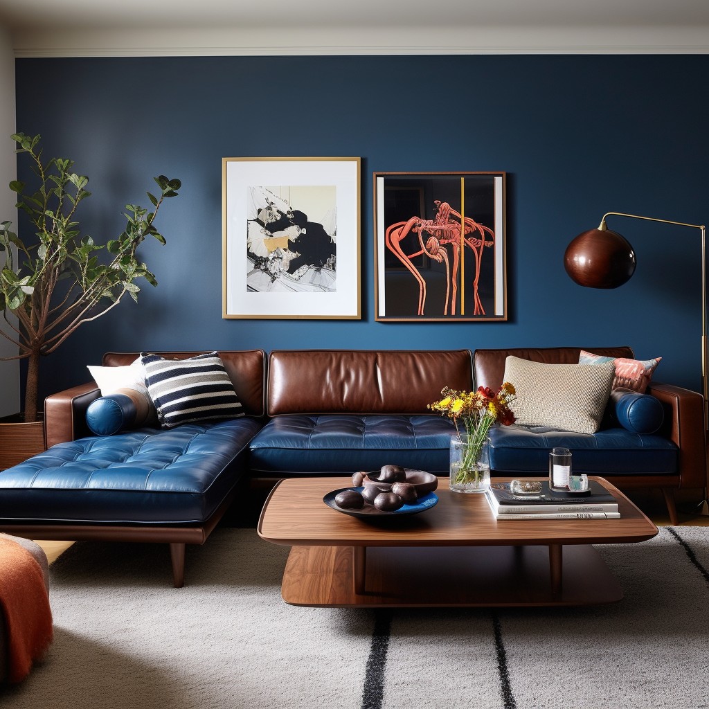 Masculine Elegance: Dark Brown and Navy - Sofa Colours Design