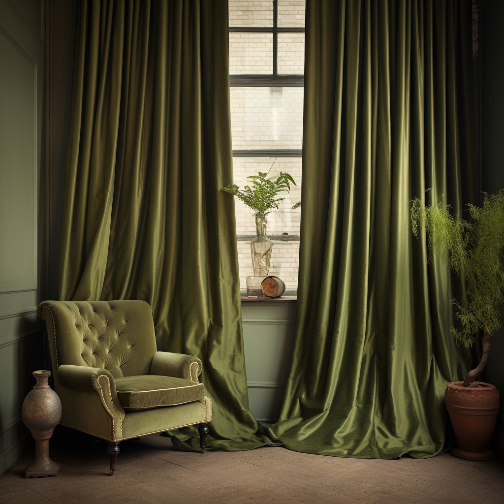 Old Olive Green Style - Modern Curtains for Living Room