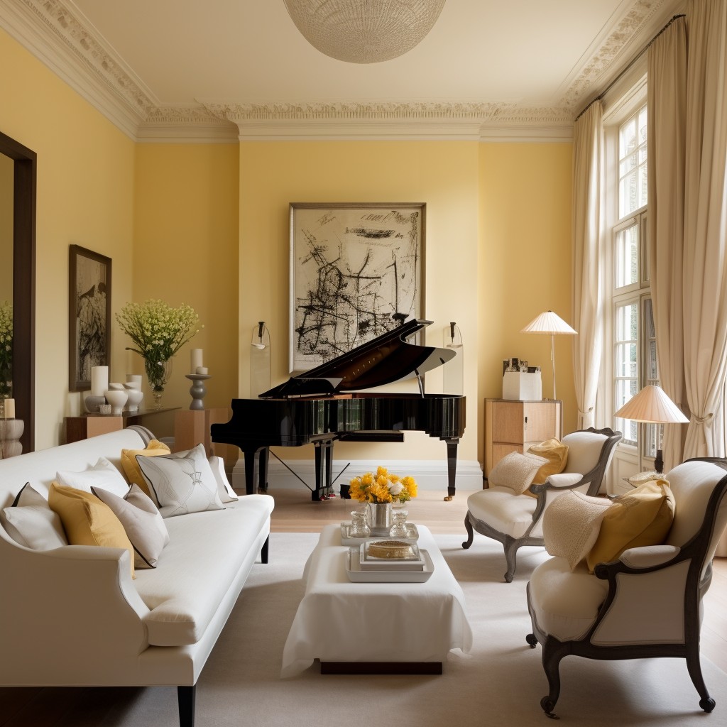 Powerful Pale Yellow - Wall Colour Combination For Drawing Room