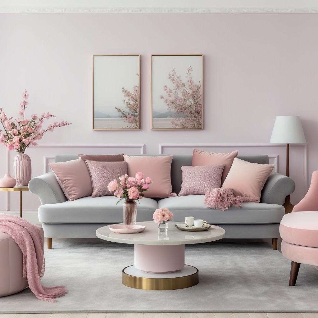 Scandinavian Simplicity: Light Gray and Pastel Pink - Best Sofa Colour Combination