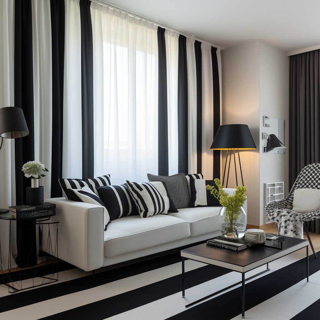 Sleek Striped Curtain Design for Living Room