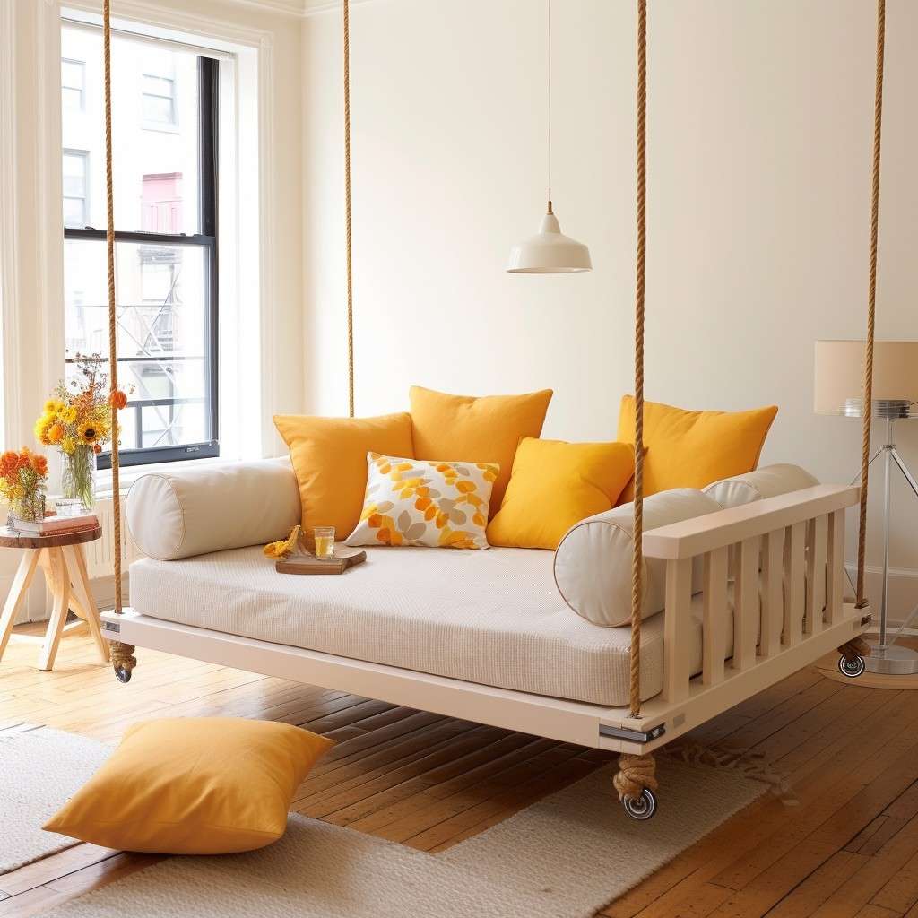 Swinging Day Bed for Space-Efficient Living - Studio Apartment Interior Design