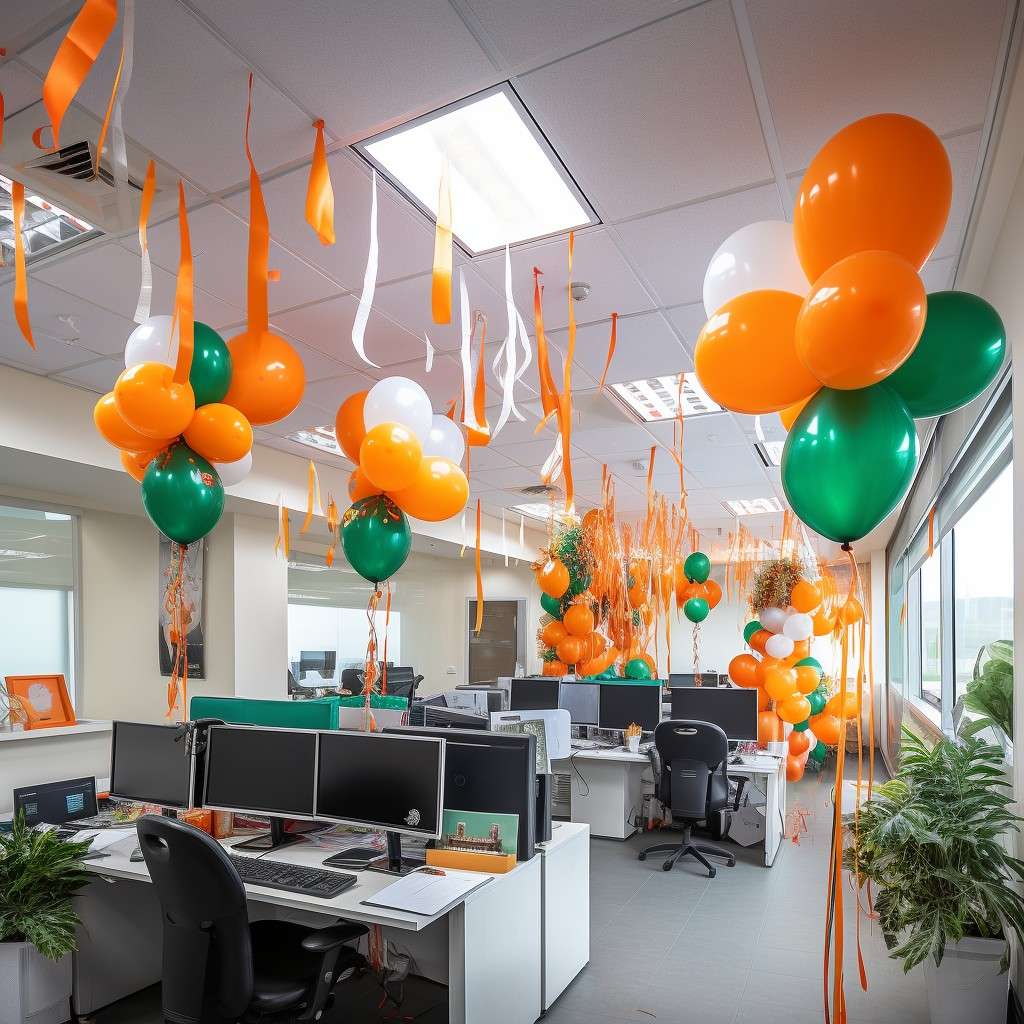 Tri Colour Balloons - Republic Day Office Decoration Ideas