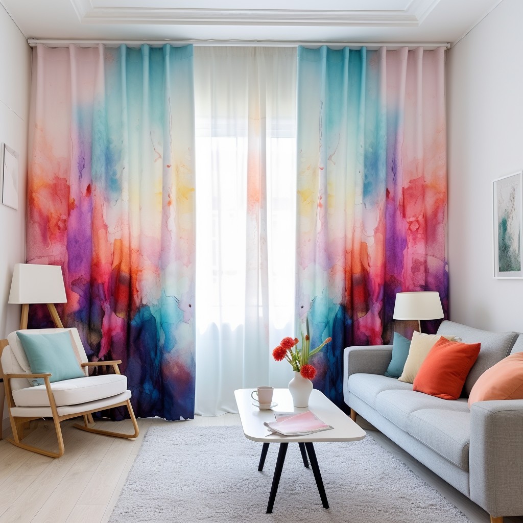 Watercolor Abstracts - Curtain Styles for Living Room
