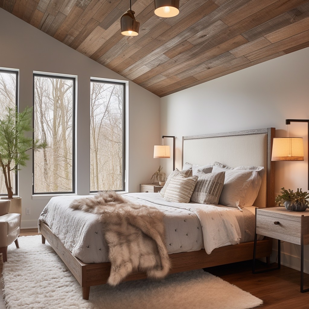 Wooden False Ceiling - Modern Bedroom Ceiling Lights