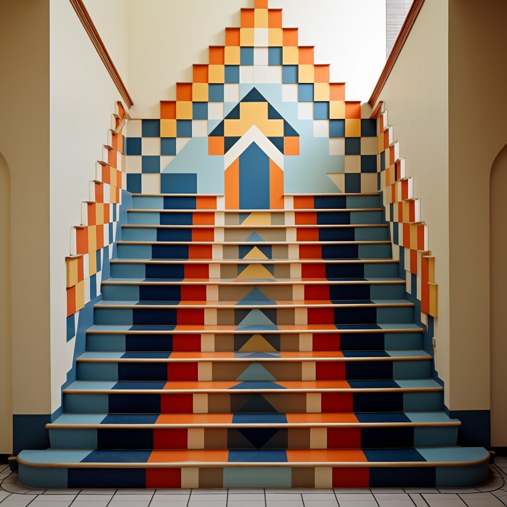 A Dynamic Duo of Geometric Patterns x Painted Stairs - Colour For Staircase