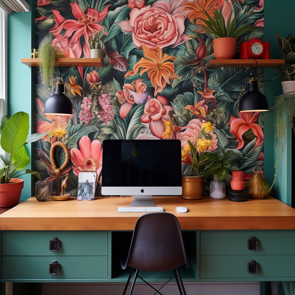 Accent Wallpaper - Office Setup Ideas