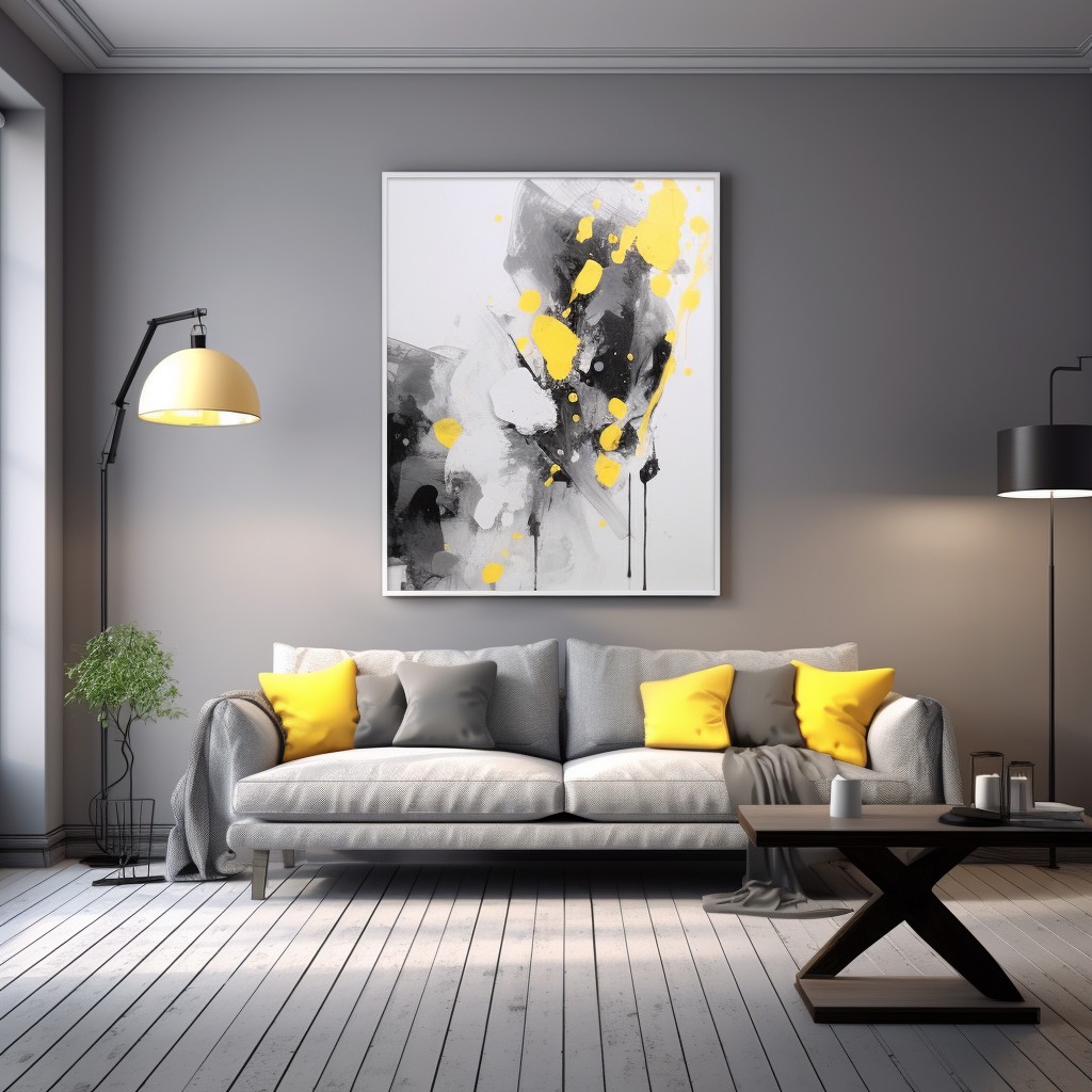 Art Under Light - Modern Grey And White Living Room