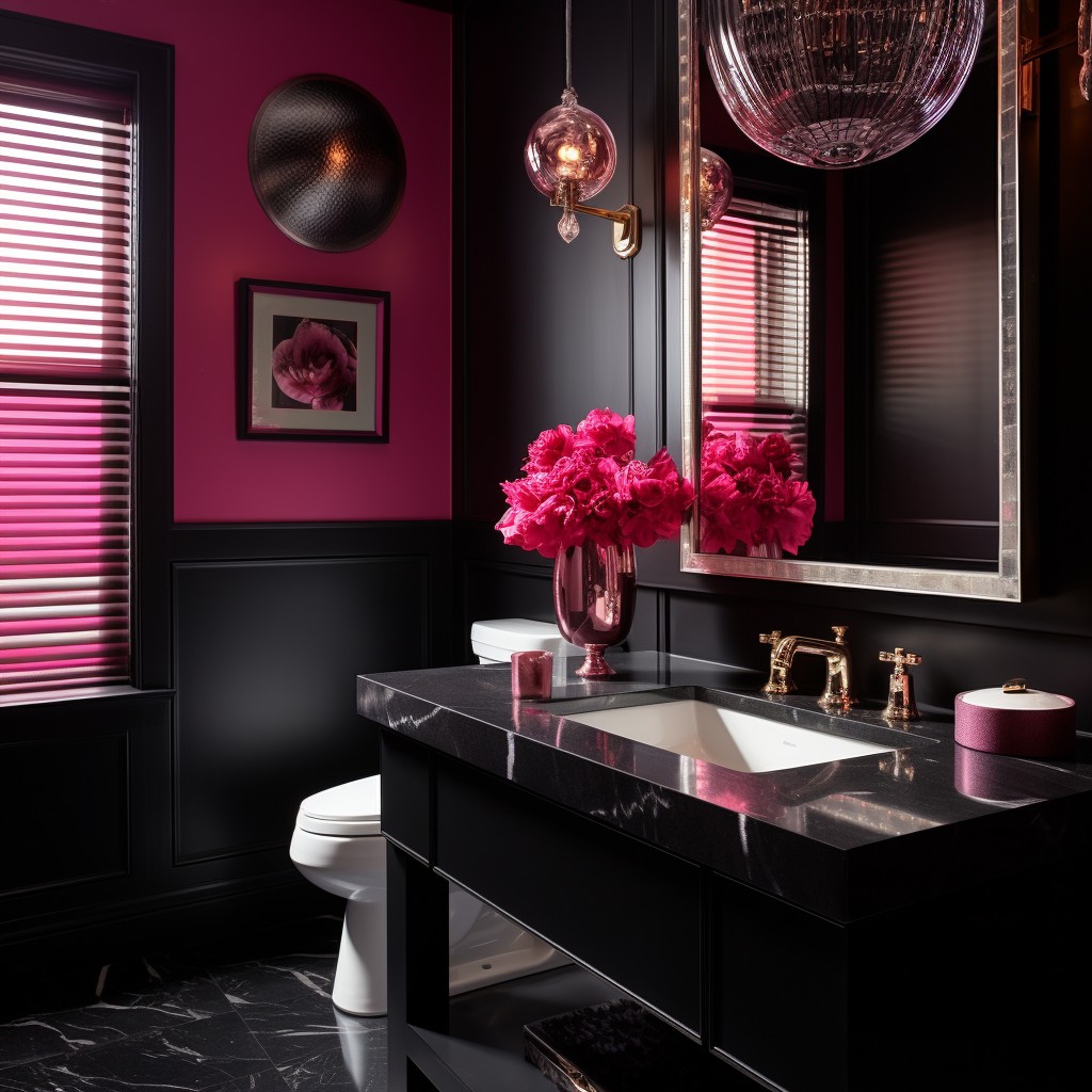 Black and Magenta Matching Colours for Powder Room