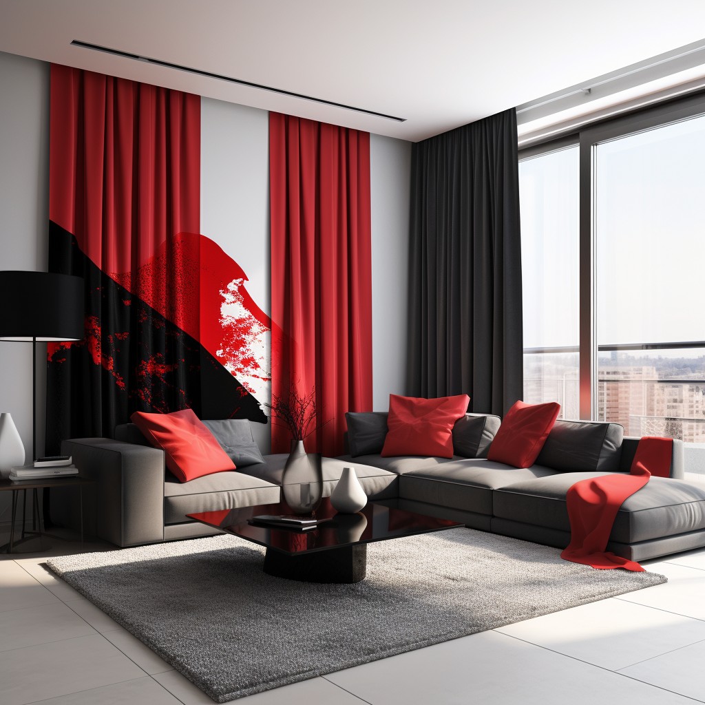Bold Black and Vibrant Red - Curtain Colors
