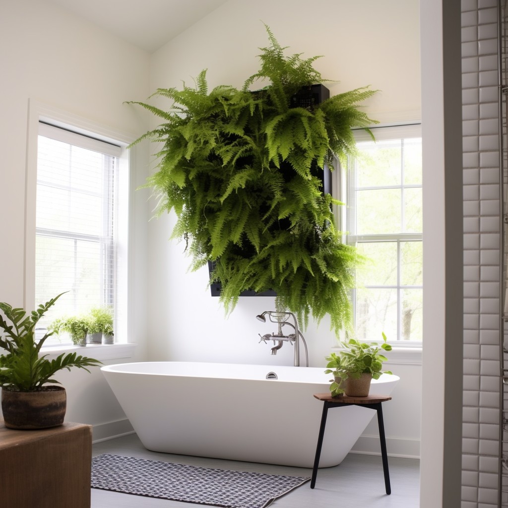 Boston Fern Indoor Plants in Bathroom