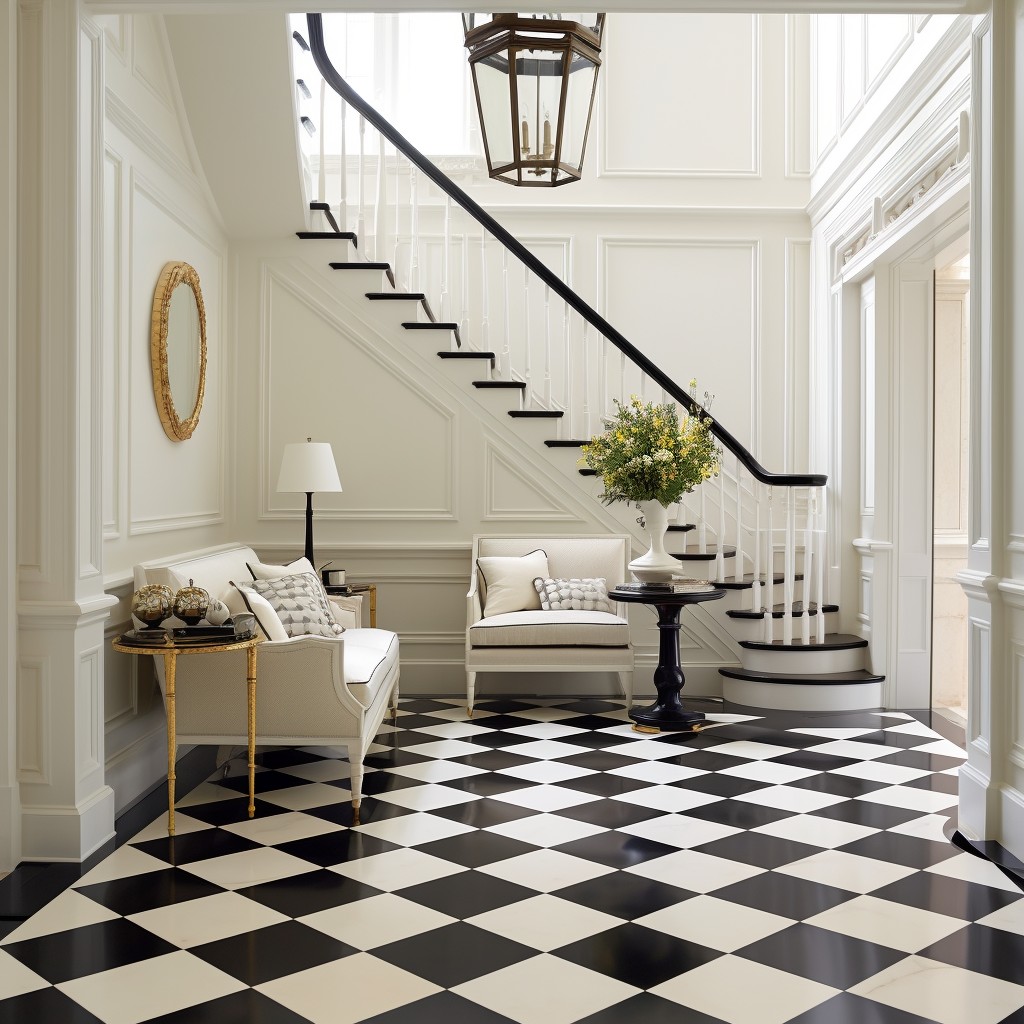 Checkerboard Pattern Tiles - Hallway Flooring