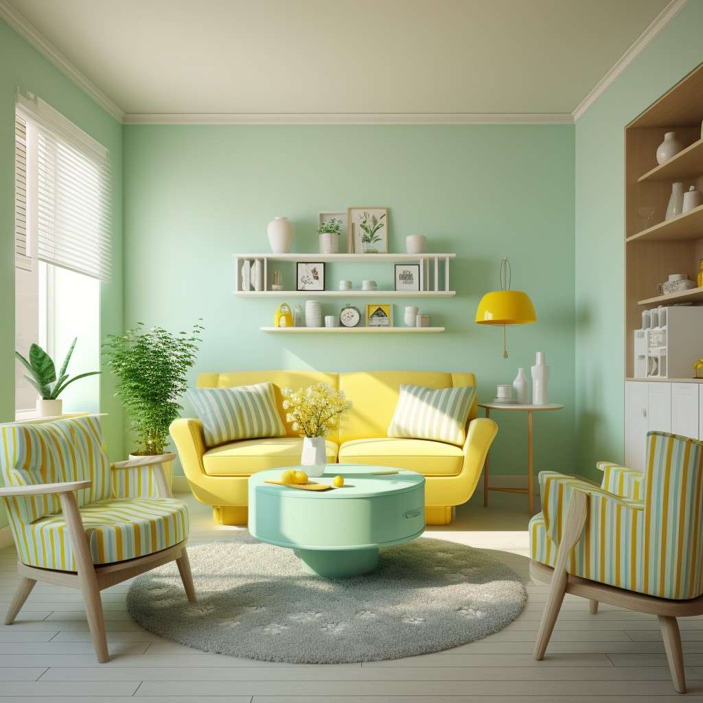 Cheerful Color Match with Mint Green - Bright Yellow