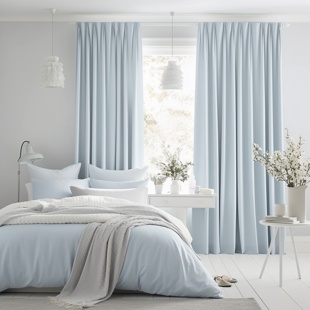 Classic White and Pastel Blue - Curtain Color Combination