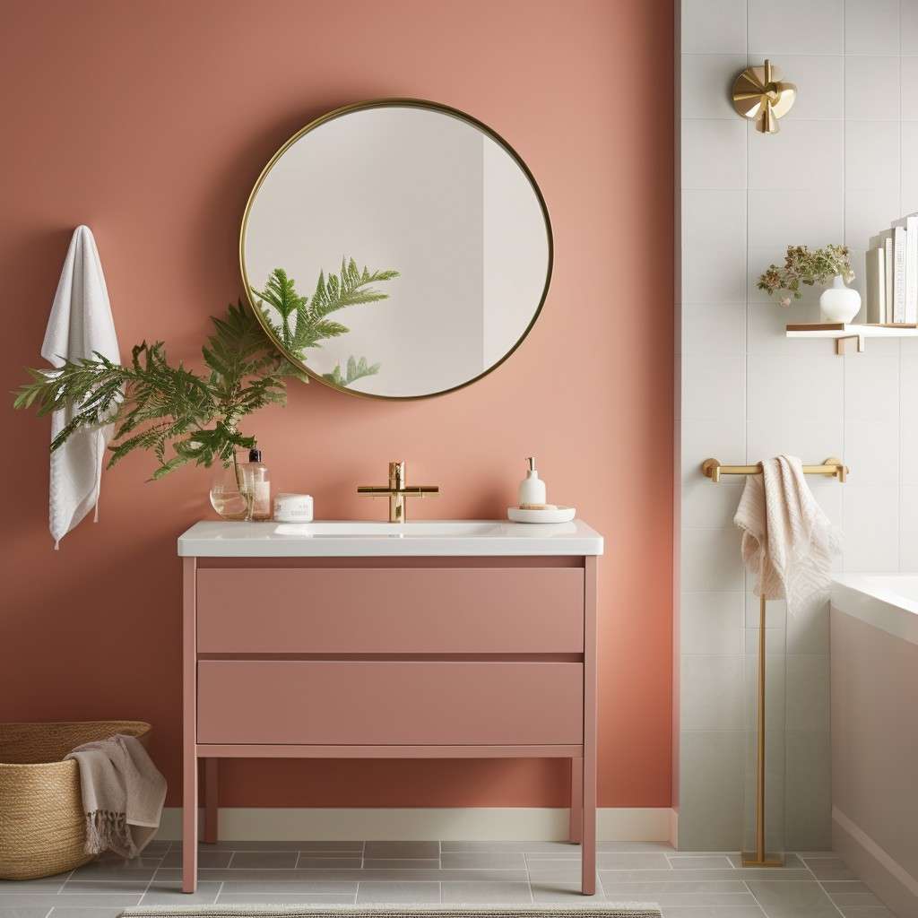 Coral and Brass Bathroom Colour Combination