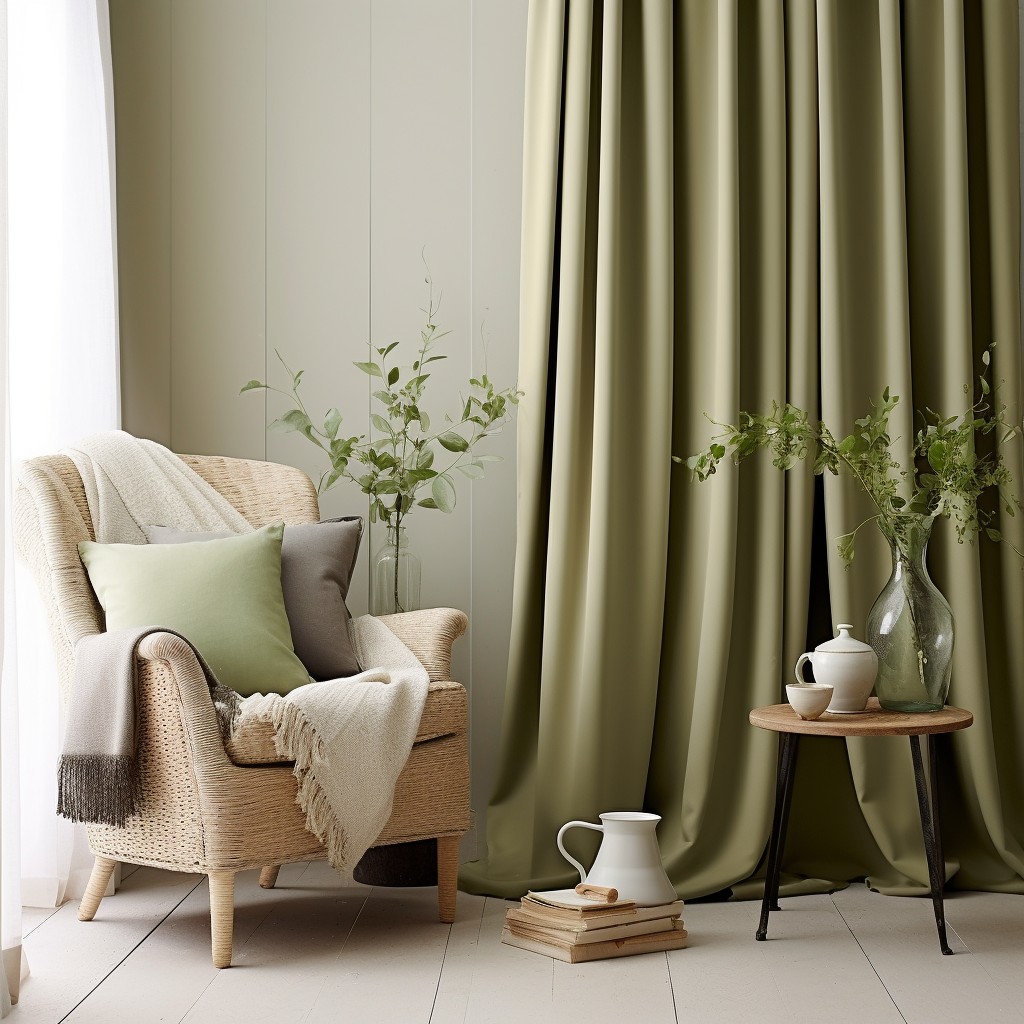 Earthy Green and Soft Beige - Curtain Combination
