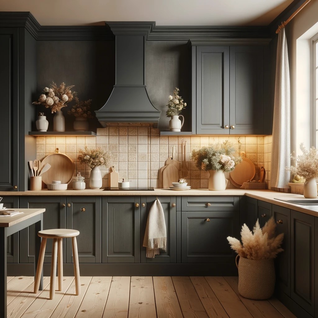 Elegant like a Feather  - Black And White Kitchen Cupboards