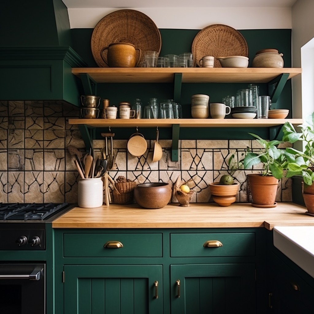 Emerald Green and Brown - Good Colors For Kitchen Cabinets