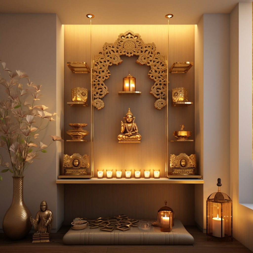 Enliven the Pooja Room with a Rich Gold Colour