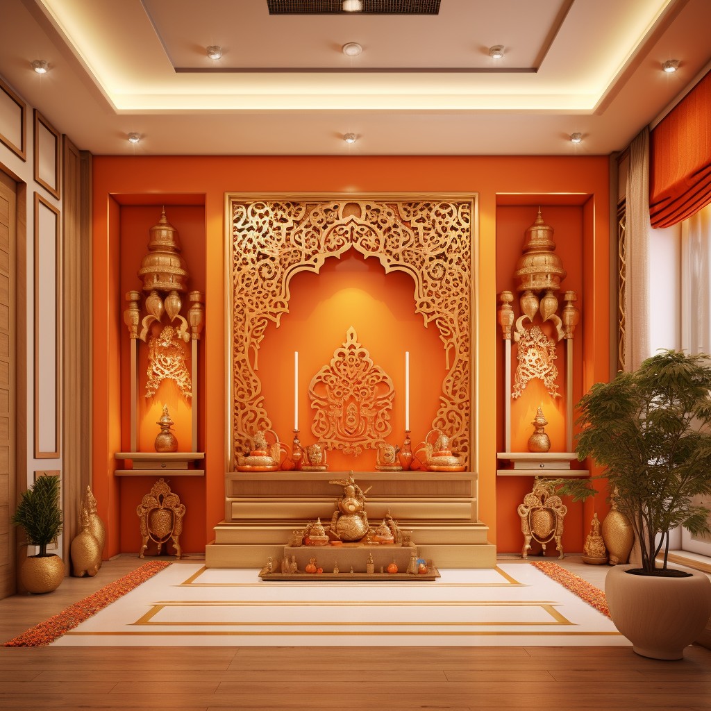 Eternal Orange and Gold For Pooja Room- Mandir Colour Paint