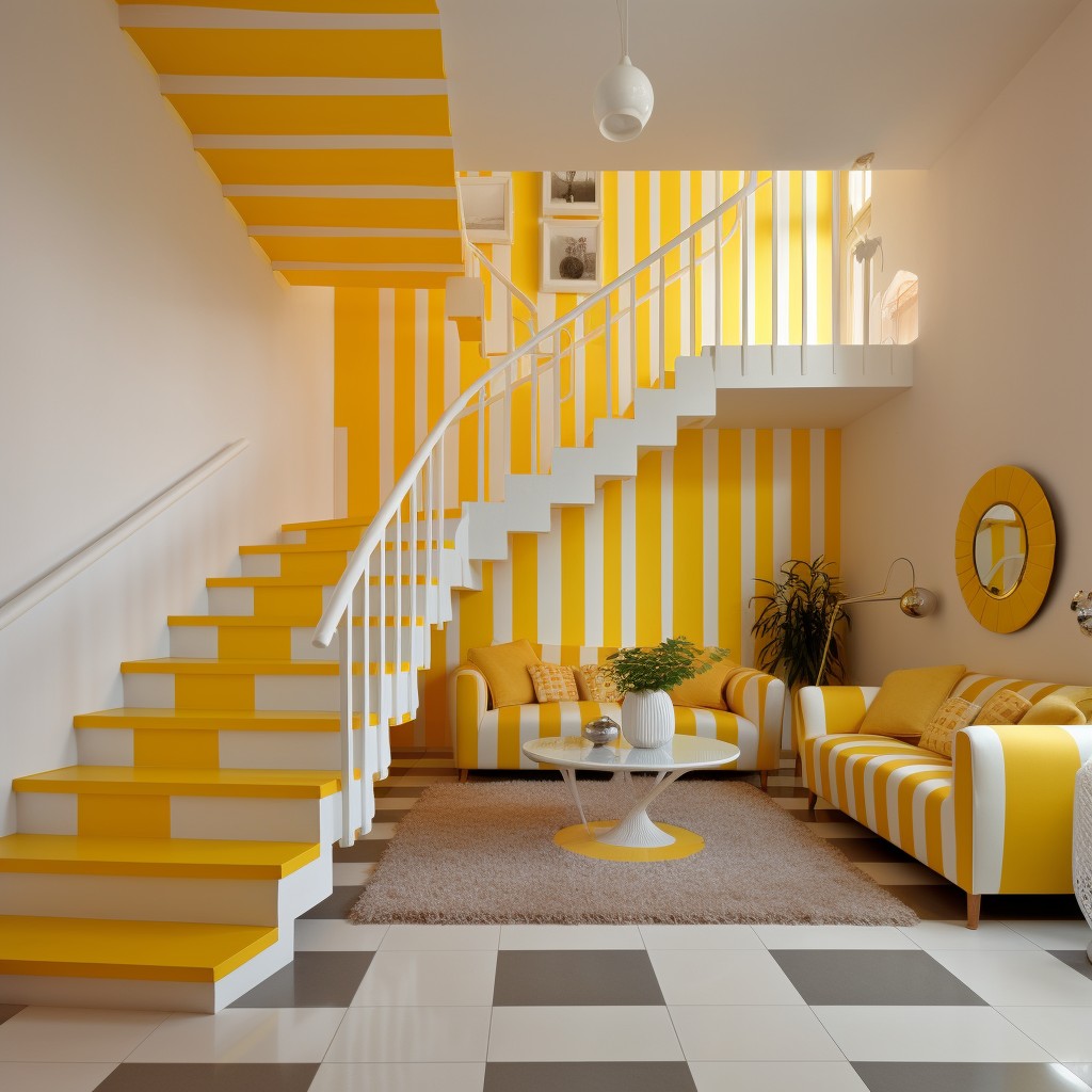 Explore Colourful Possibilities with Sunny Yellow Stripes - Painting A Staircase Ideas